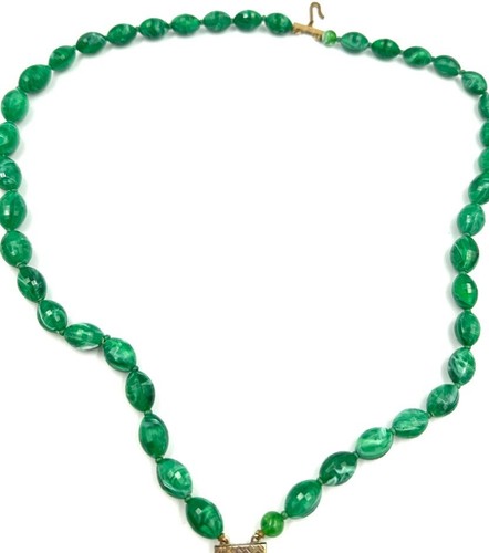 Vintage Dalsheim Green Beaded Necklace 2 Strand & Clip On Earrings 32" - Picture 4 of 11