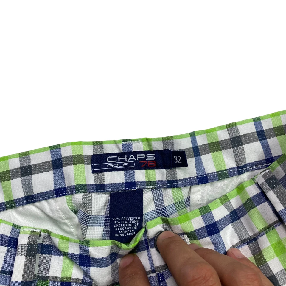 Pantalones Cortos Ralph Lauren Chaps Golf 78 Frente Plano Para Hombre Talla 32 Cuadros Verde Lima Azul Marino Foto 4 de 4