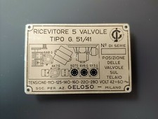 Radio Geloso G.51/41 Targhetta badge NEW Old Stock G51 ricevitore valvole  targa