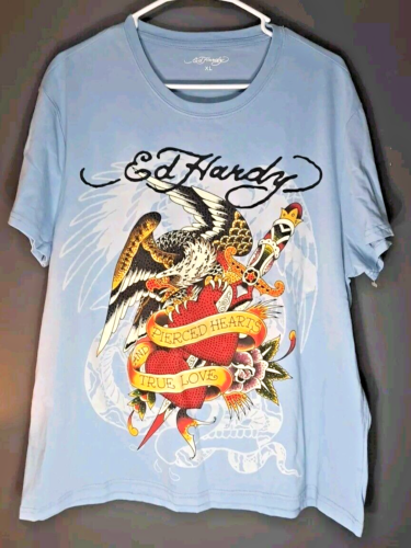 Ed Hardy Pierced Hearts And True Love Shirt XL SPARKLY BEJEWELED BEDAZZLED New!!