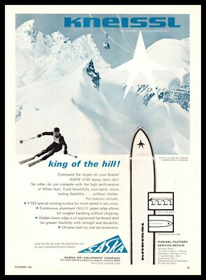 1966 Saska Ski Co. Kneissl Skis Jackson Hole Wyoming ''King Of The Hill'' Print Ad