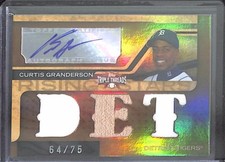 2008 Topps Triple Threads Relic Autograph # 187 Curtis Granderson No 64 of 75