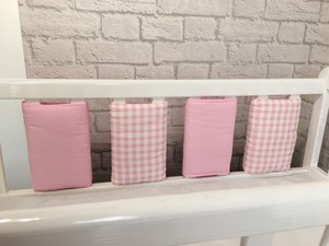 New Babies Pink Gingham Cot Bar Bumpers Pack Of