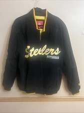 NFL Pittsburgh Steelers Suede Leather Bomber Jacket Full Zip Men  s Size XXL