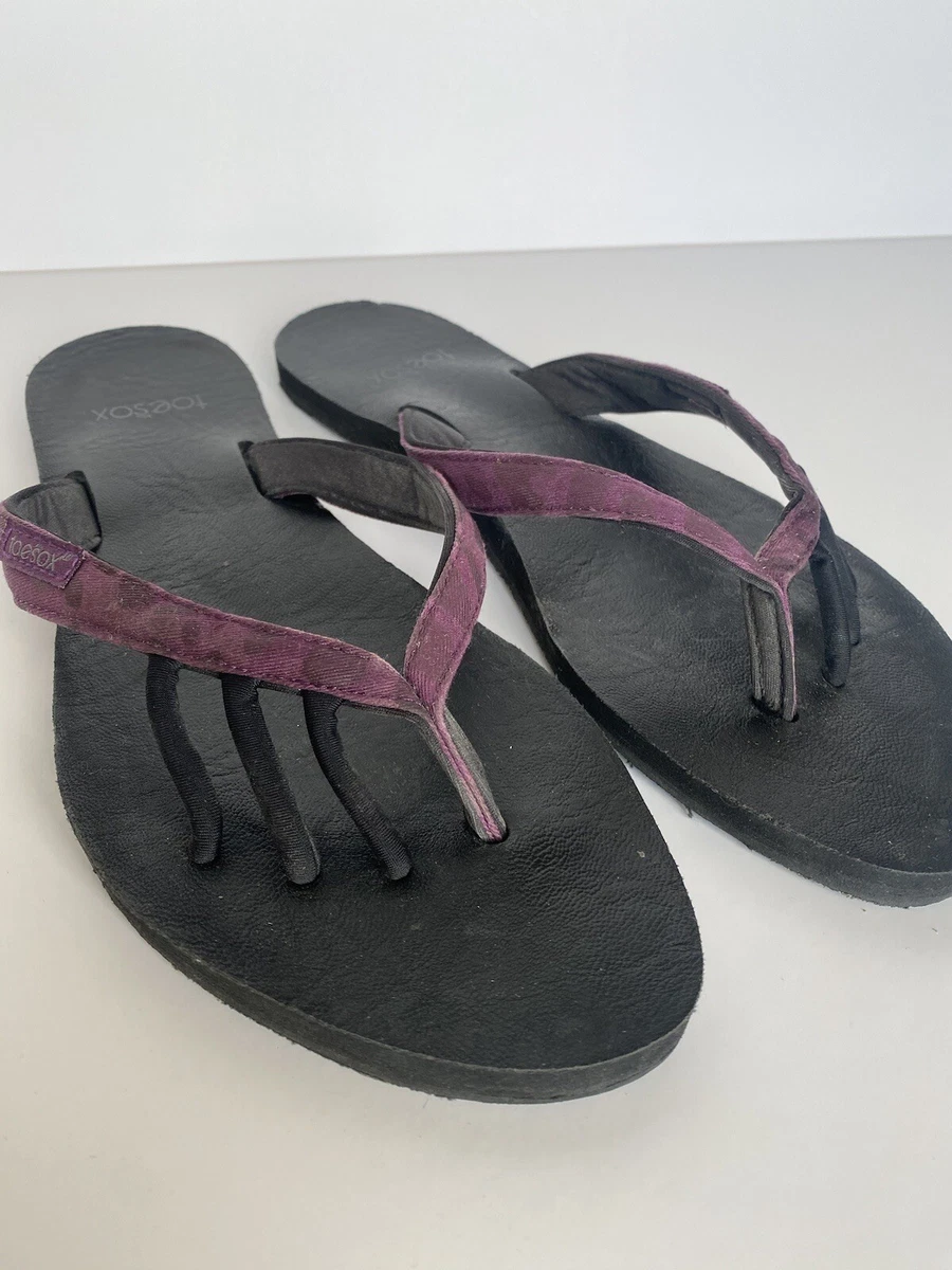 Toesox Five Toe Sandals sz 10 Womens Yoga Mat Flip Flops Purple