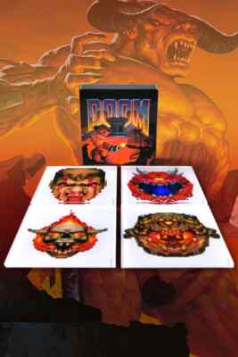Doom Coaster DOOM II 2 Retro Acrylic Coaster Set of 4 Doomguy Marine Cacodemon Pain ...