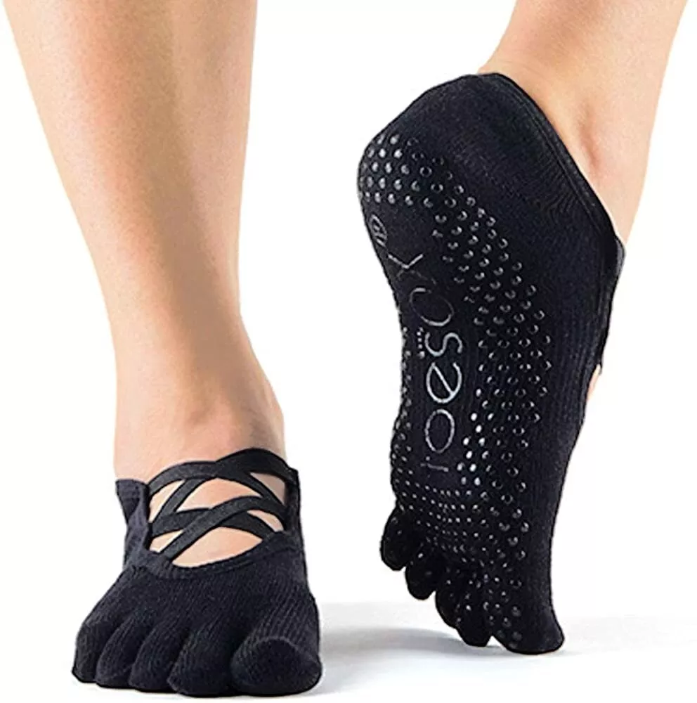 ToeSox Women's 186497 Grip Socks Pilates Barre Non Slip Elle Full Toe Size M