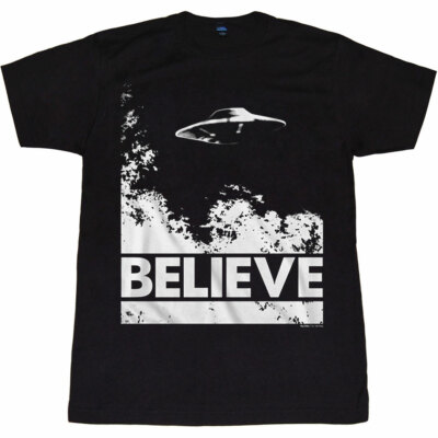 The X-Files I Want to Believe Flying Saucer UFO Skully Mulder TV T Shirt XF0003