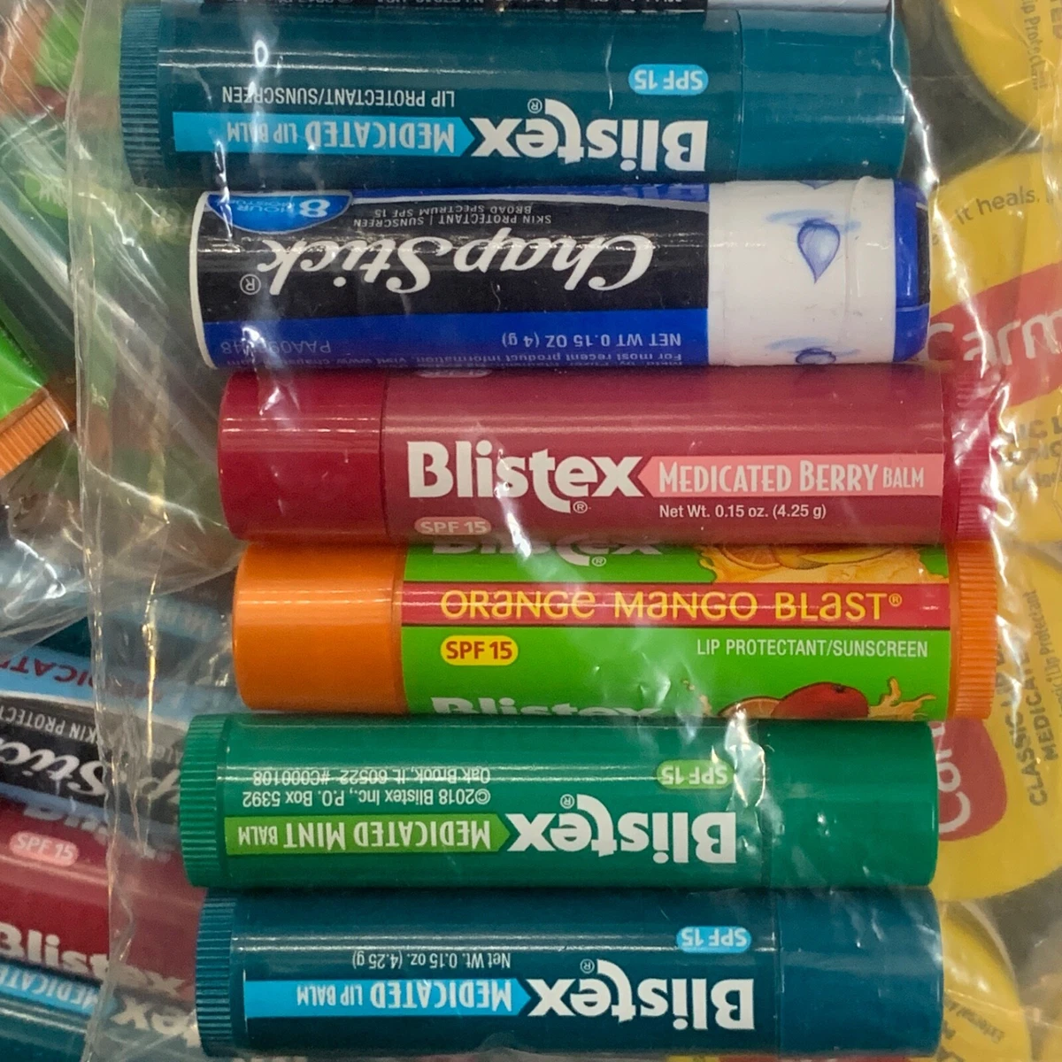 15 Assorted Lip Balms Mix Carmex Blistex ChapStick bulk 12 24