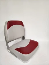 Boat Seat Low Back Fold Down Marine Boating Bass Fishing Pontoon1001-ABE G/RED