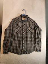 Levi  s Western Shirt Pearl Snap Men's Medium Multicolor Plaid L/S Red Tab