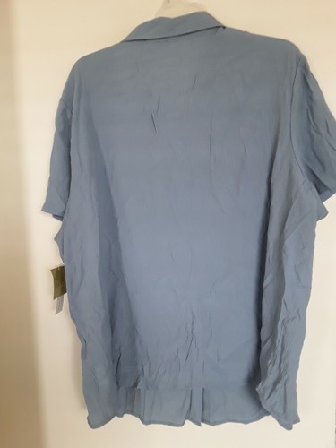 ISLANDER Blue Rayon Button Down Blouse Top Shirt Women's 2X NWT - Picture 3 of 3