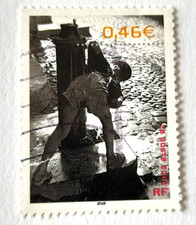 Timbre oblitéré - Enfant à la fontaine (1950) - 0.46 € - 2002 - Réf 3520