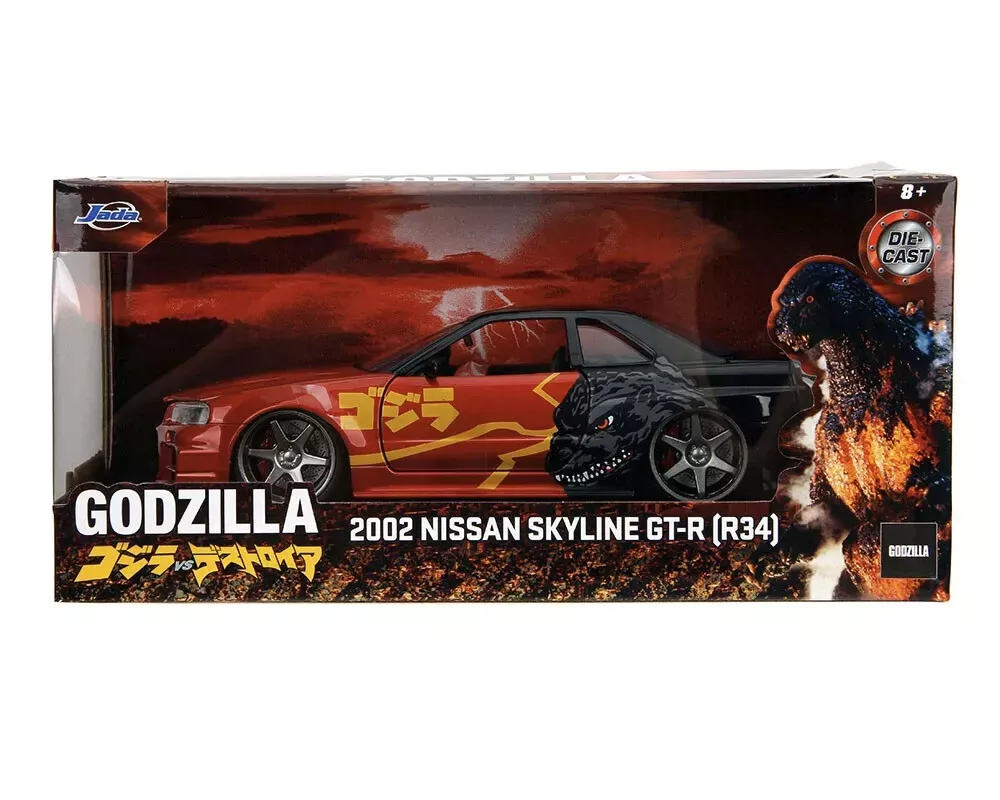 Jada 1:24 Godzilla 2002 Nissan Skyline GT-R R34 Red / Black 35133