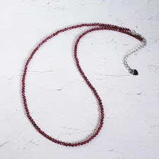 Garnet Delicate Stone Beads Necklace Garnet Burgundy Crystal Dainty Choker