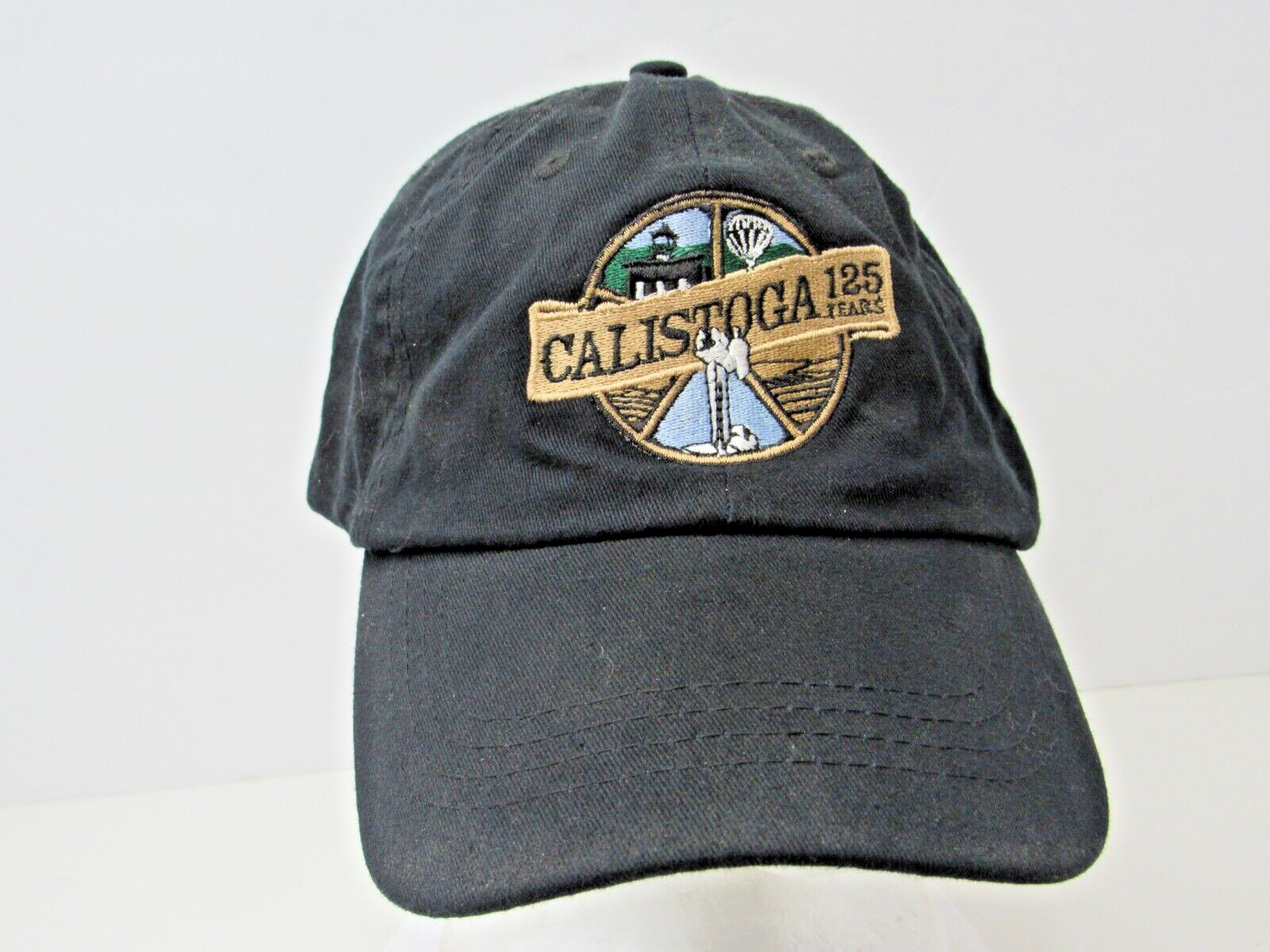 Calistoga California 125 Year Anniversary Hat Black Adjustable 100% Cotton #H2
