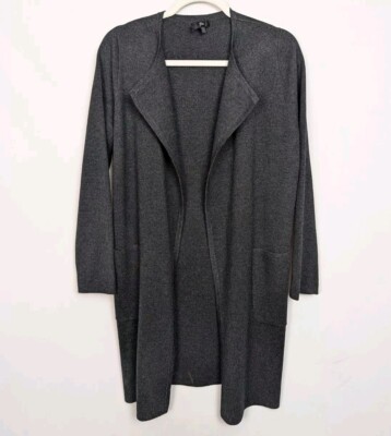 Juliette Collarless Sweater Long Cardigan Wool Knit Blazer