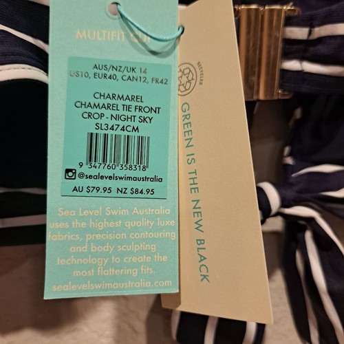 Top bikini reggiseno con ferretto modellato davanti cravatta nuoto livello mare Charmarel taglia 10 nuovo con etichette - Foto 6 di 7