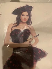 NWOT Starline Seven 7 Seas Pirate Costume Adult Size Medium Corset Skirt And Hat