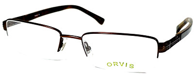 ORVIS  TRENTON  NOS Dark Brown Matte Half Rimless Eyeglasses Frame 53-18-140