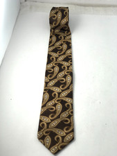 Daniel Cremieux 100% Paisley Silk Tie Hand Made Brown Gold Blue Made in USA