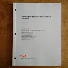 API 1104:2013 Welding of Pipelines and Related Facilities - 21st Ed. Paperback.