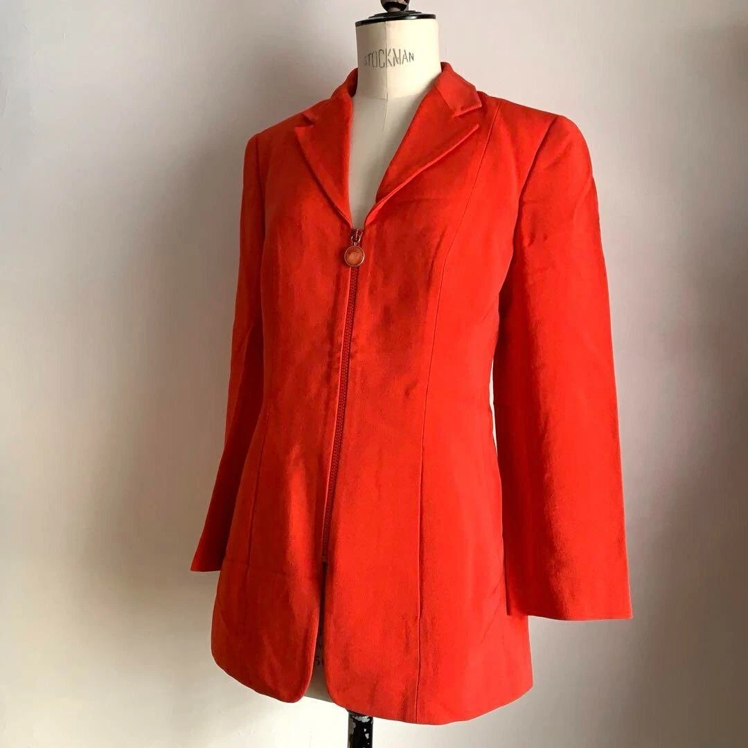 GUCCI Tom Ford giacca vintage anni 90 zip rosso vermiglio taglia 40 lana rayon donna