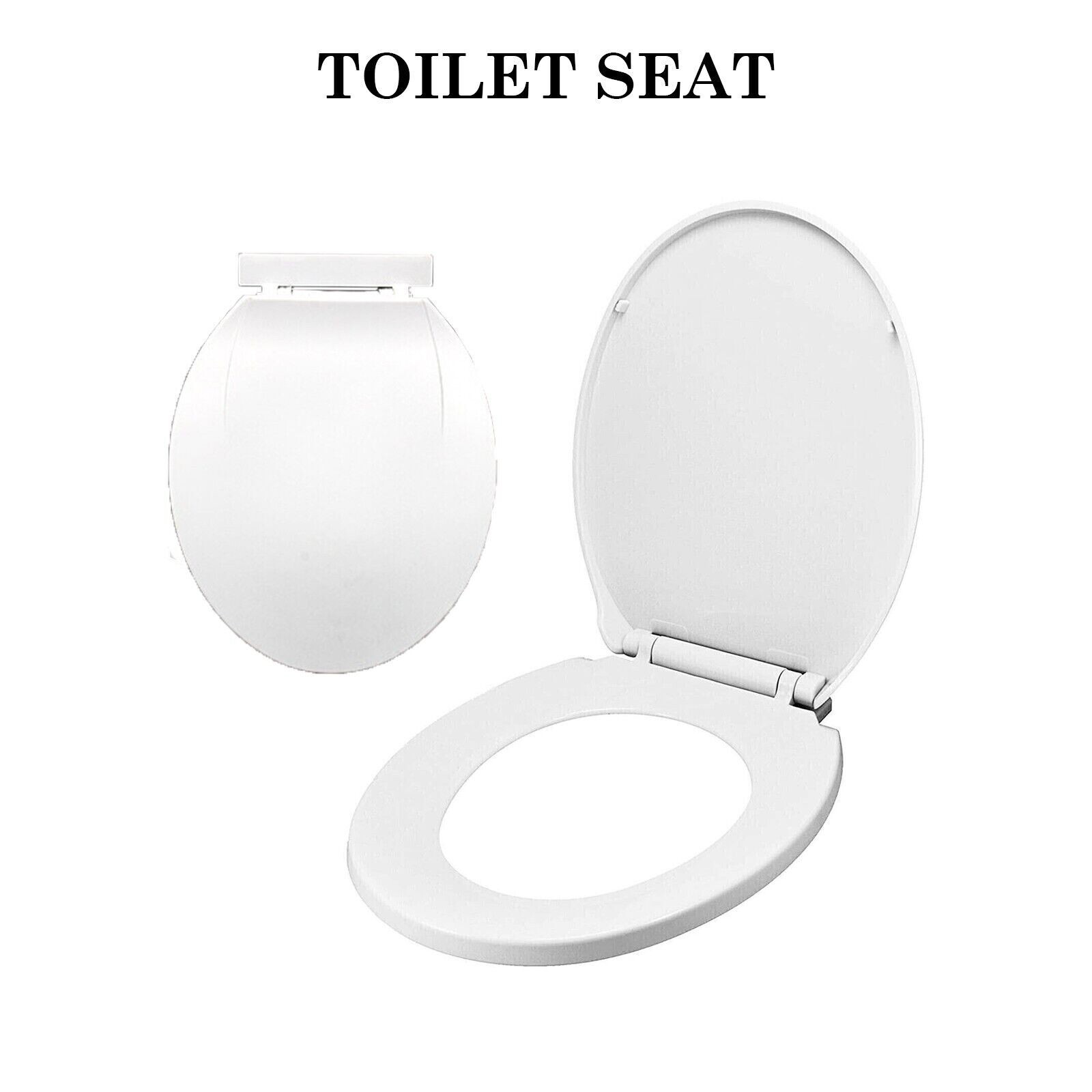 NEW WHITE SHAPE OVAL BATHROOM TOILET SEAT WITH BOTTOM FIXING HINGES