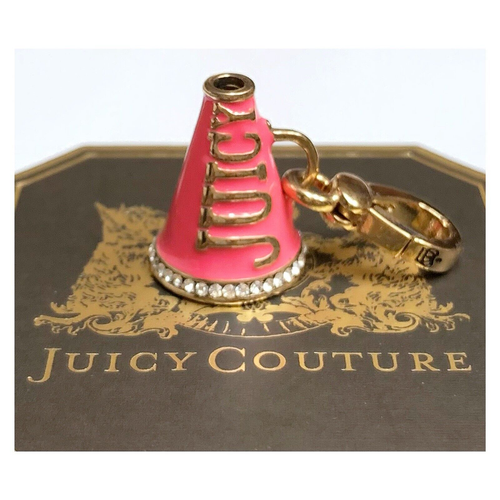 MWOT Juicy Couture CHEER MEGAPHONE Gold Tone Crystal/Enamel Charm For Bracelet eBay