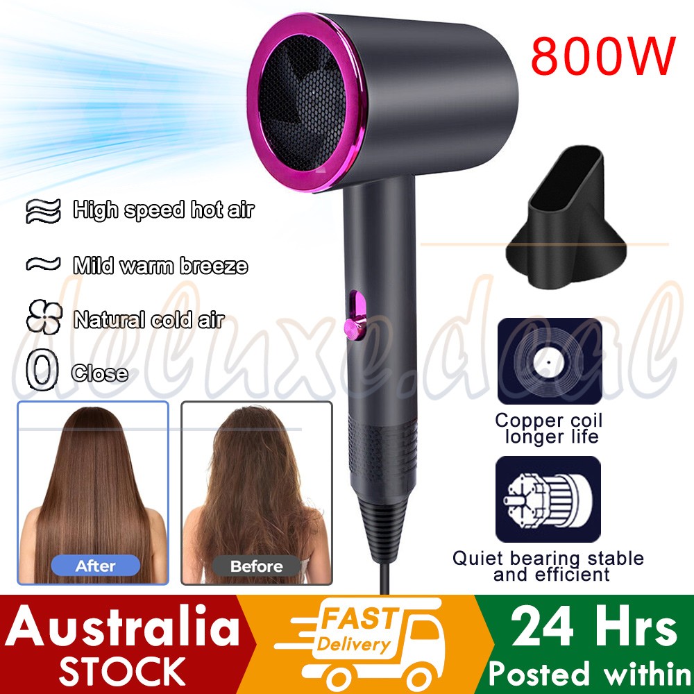 Hair Dryer Lightweight Blue Ray Lonic Hair Care Dryer 800W High Speed No-Burn AU