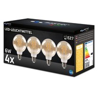 4Er Set Led E27 G95 Filament Masterled 6W Amber 3-Step Dimmbar 2700K Globe Birne