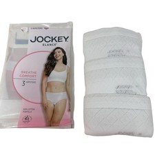 Jockey Elance Size 10 Panty 3XL Hipsters Cotton Breathe Comfort 3 Pack White NWT