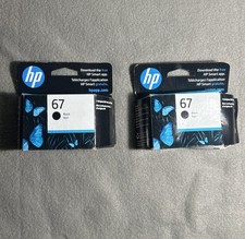 Qty 2 Genuine HP 67 Black Ink Cartridge 120 pages 3YM56AN Original Exp - 3/24