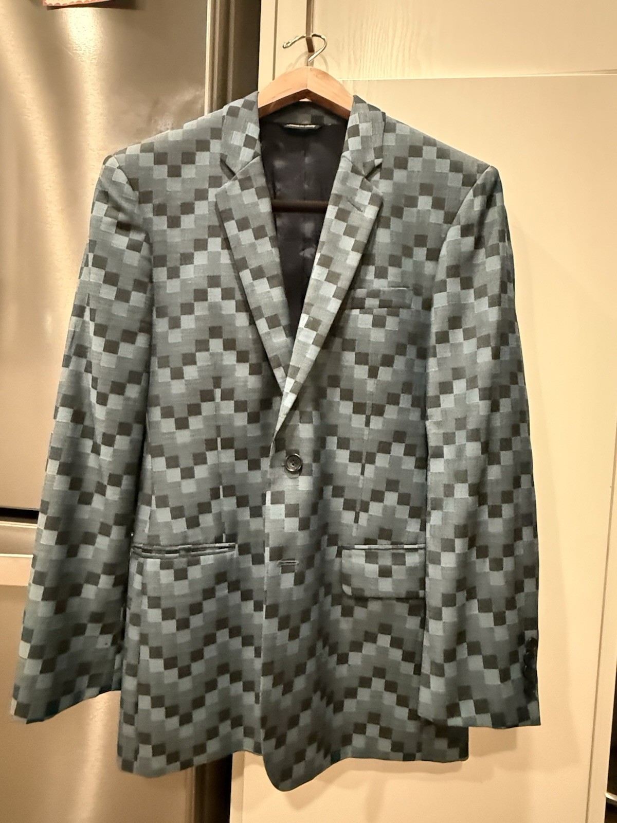 Versace 40R Patterned Navy Blue Statement Blazer - image 3