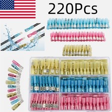 220Pcs Waterproof Heat Shrink Spade Connectors Electrical Wire Crimp Terminal US