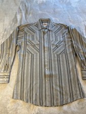 Vintage Ely Cattleman Grey Striped Pearl Snap Western Shirt