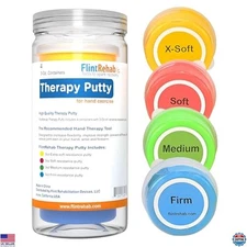FlintRehab Therapy Putty Set - 4 Pack (3 Oz Each) - Non-Toxic Hand Grip Therapy