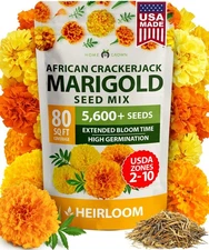 Marigold Seeds Bulk Mix - 5600+𝗡𝗢𝗡-𝗚𝗠𝗢,𝗨𝗦𝗔 Crackerjack Marigold Flower