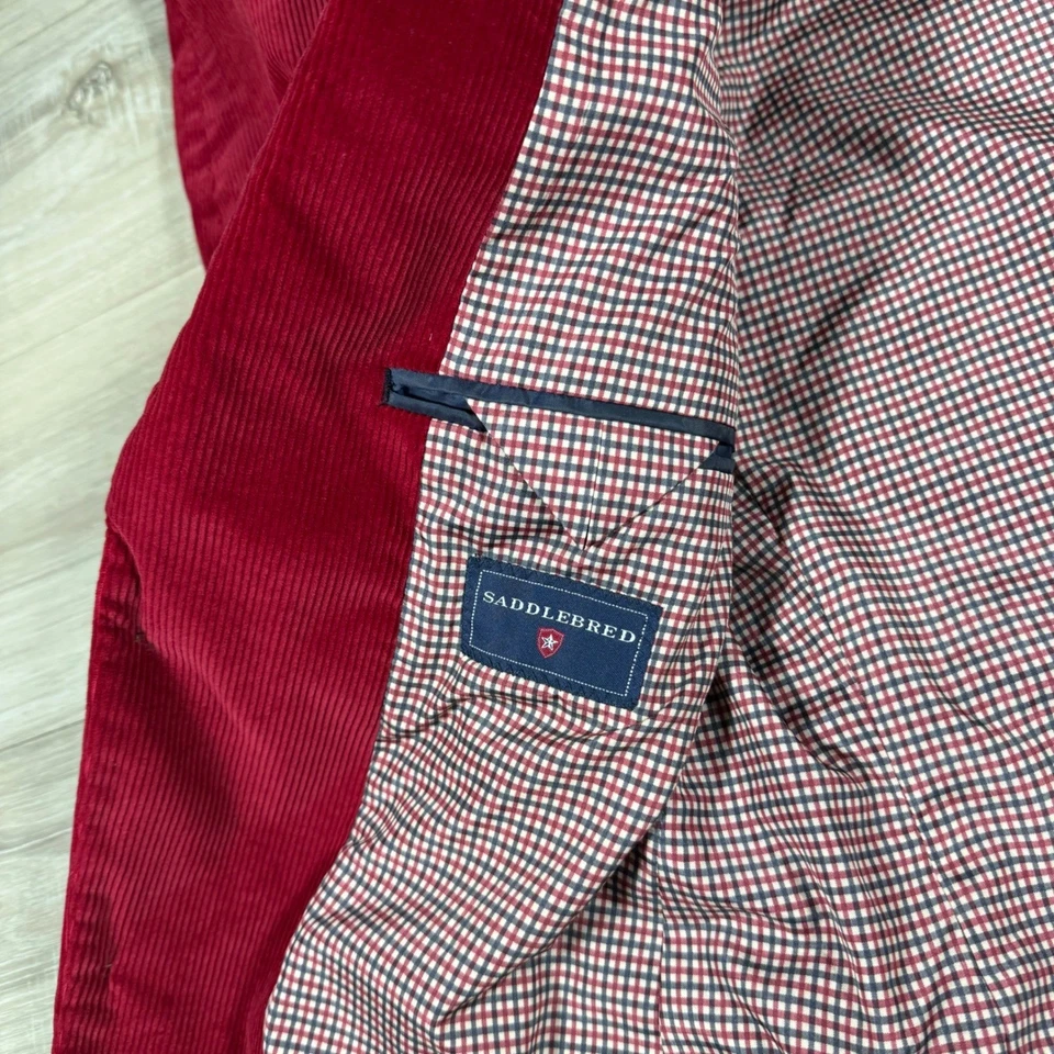 Chaqueta Blazer de Pana Roja Saddlebred para Hombres 38R Abrigo Deportivo Forrado con Dos Botones Foto 4 de 4