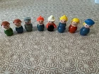 8 Vintage Fisher-Price Little People Figures Lot Wooden Bodies, Plastic Heads