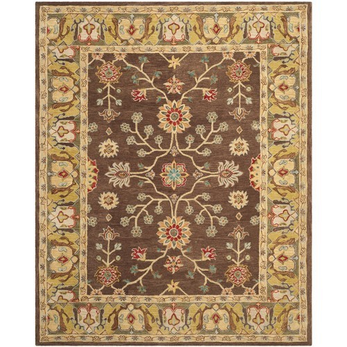 Traditional Turkish Style Handmade Wool Area Rug Brown & Gold Anatolia
