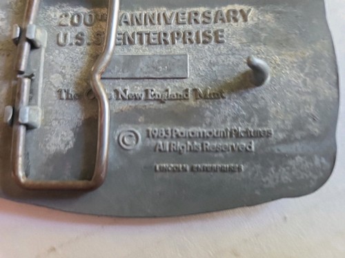 Star Trek 1983 EE. UU. Hebilla de cinturón Enterprise 200 aniversario Nueva Inglaterra como nueva - Imagen 4 de 5
