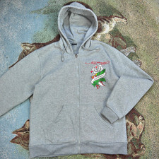 y2k Ed Hardy Roses Gray Zip Up Hoodie Women's Large Tattoo Art Boxy