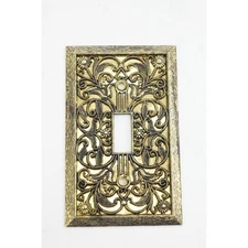 GC Vintage Amertac Filigree Light Switch Plate Cover Brass Gold Art Deco Decor