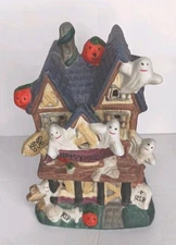 Halloween Haunted House Ceramic Table Top Decor 5 1/2" Lights Up