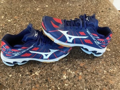Mizuno Wave Lightning Z4 Volleyball Shoes Women s size 9.5 Blue & Red