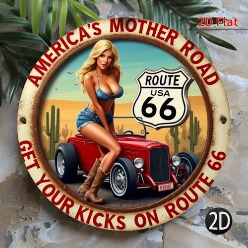 Get Your Kicks on Route 66 Decoration Vintage Tin Metal Signs Home Décor 8x8