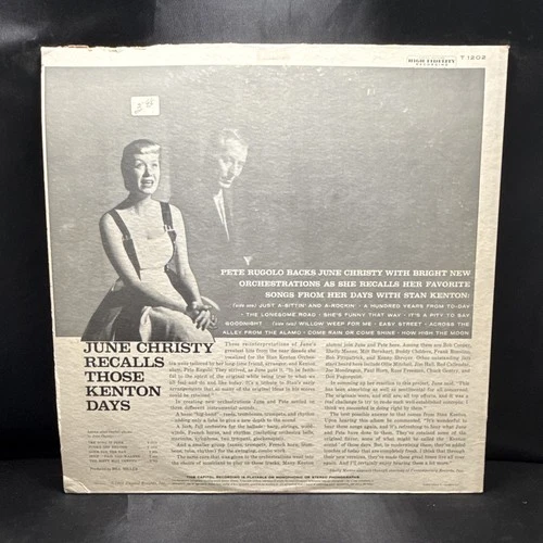 June Christy Recalls Those Kenton Days LP 1959 Mono Capitol T-1202 Scranton VG+ image 2
