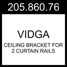 IKEA VIDGA Ceiling Bracket For 2 Curtain Rails White 205.860.76
