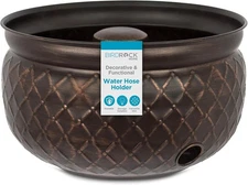 BIRDROCK HOME Water Hose Holder - Decorative Metal Pot,Medium No Lid